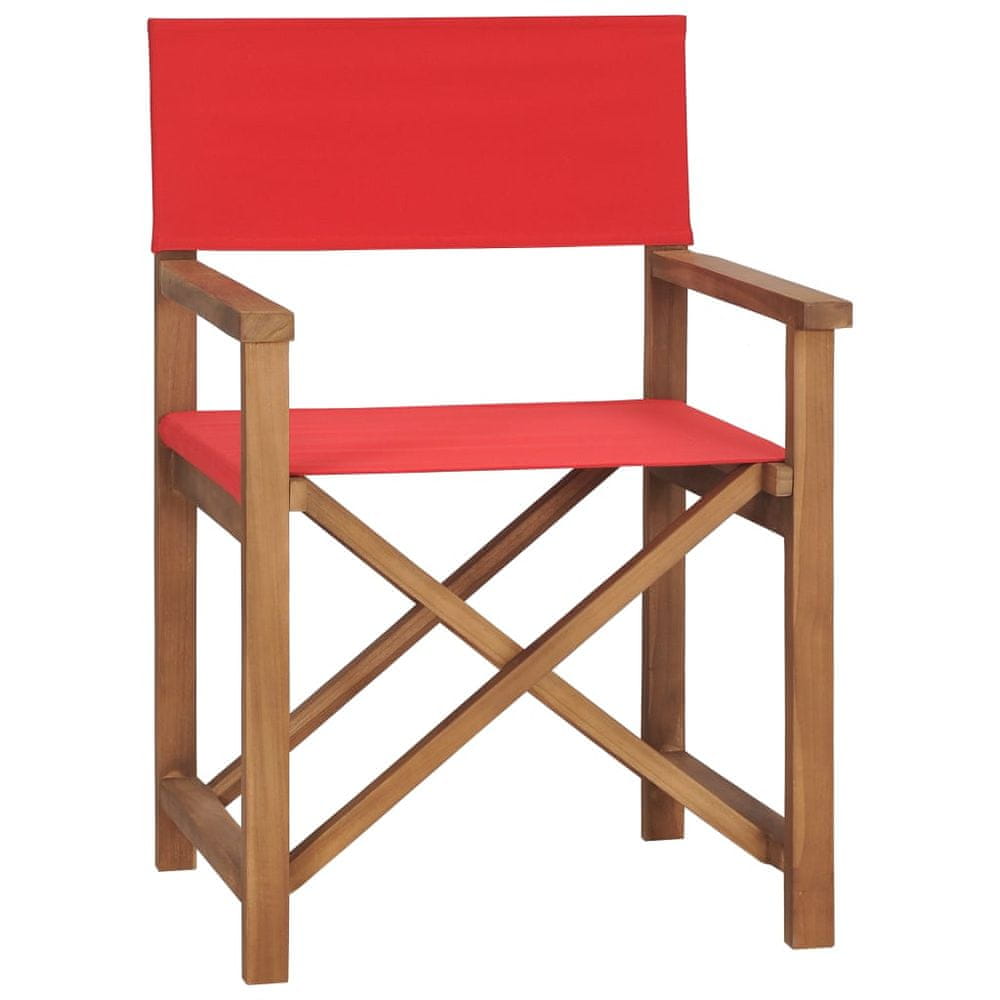Petromila vidaXL Režisérska stolička, tíkový masív, červená